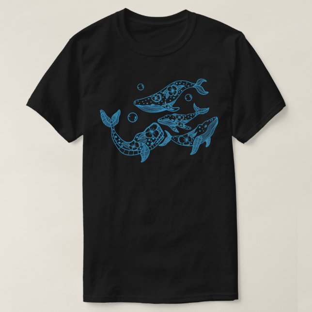 Blommigt Whales T Shirt (Design framsida)