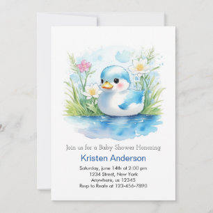 Blommigt Whimsical Anka Boy Baby Shower Inbjudningar