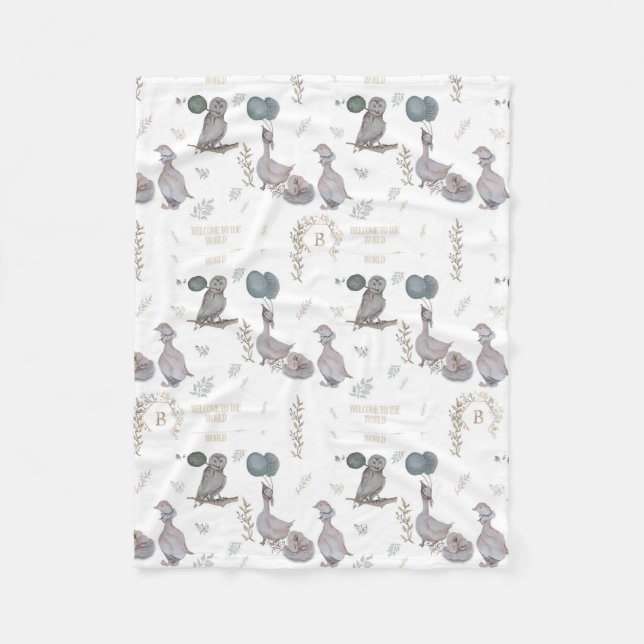 Blommigt, Whimsiska, Nursery vattenfärgsartiklar Fleecefilt (Framsidan)