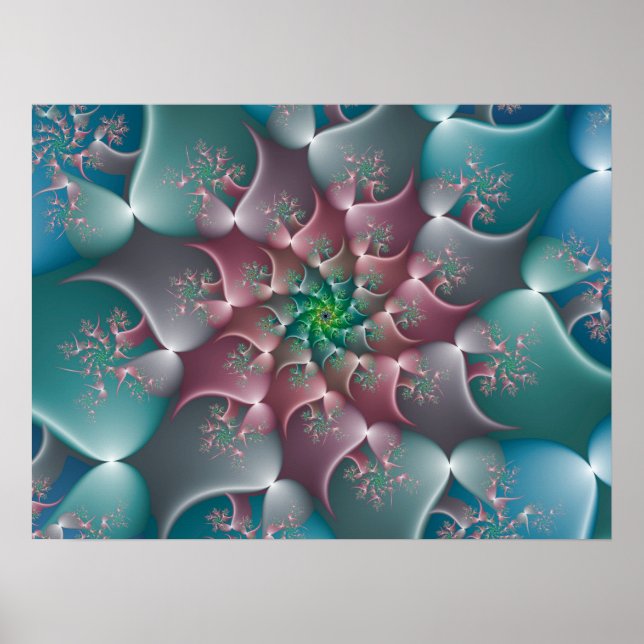 Blommigt Whirlpool Fractal Poster (Framsidan)