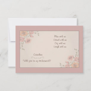 Blommigt Whispers Bridesmaid Card Inbjudningar
