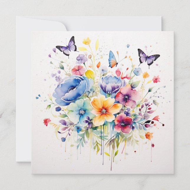 Blommigt Whispers: Förtrollat Garden Birthday Card (Framsida)