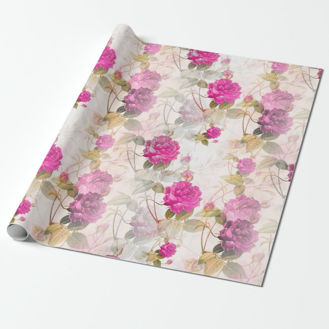 Blommigt Whispers: ZazzleWrapMagic Exklusiv Wraps Presentpapper (Utrullad)