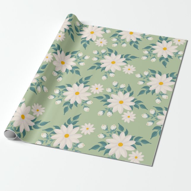 Blommigt Whispers: ZazzleWrapMagic Exklusiv Wraps Presentpapper (Utrullad)
