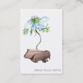 *~* Blommigt White Anemone Ro Guld QR kod Visitkort