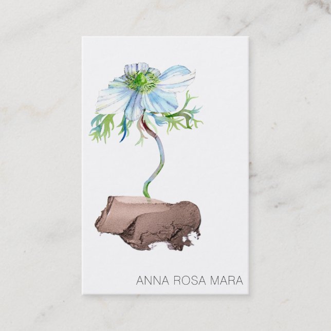 *~* Blommigt White Anemone Ro Guld QR kod Visitkort (Framsida)