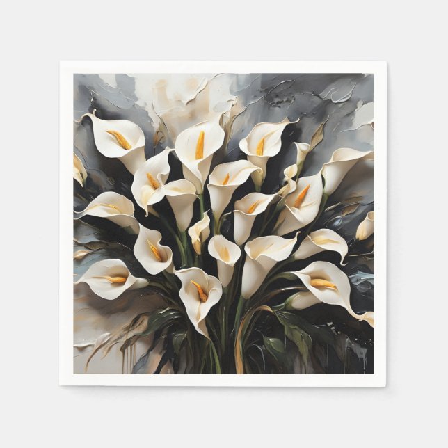 Blommigt White Calla Lily Pappersservett (Framsidan)