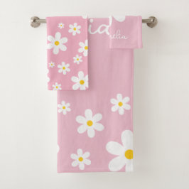 Blommigt White Daisy Rosa Towel Set