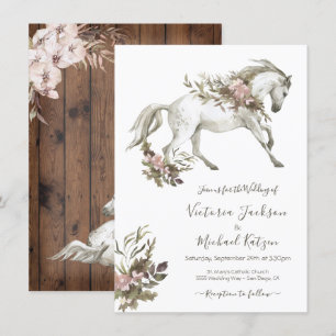 Blommigt White Horse Ranch bröllopsinbjudan Inbjudningar