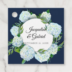 Blommigt White Hydrangea Löv Greenery Bröllop Gåvor Etiketter