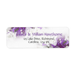 Blommigt White Lila Returadress Lable Returadress Etikett