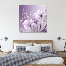 Blommigt White & Lila Silver AI art