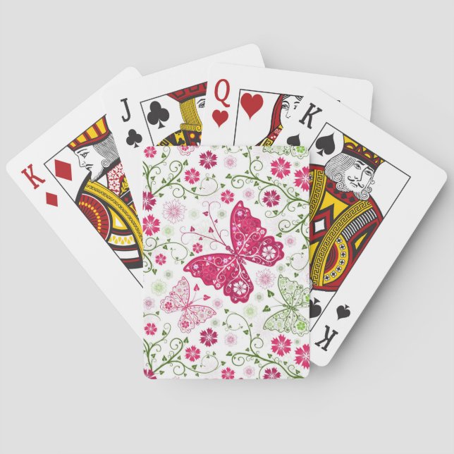 Blommigt White Mönster Casinokort (Baksidan)