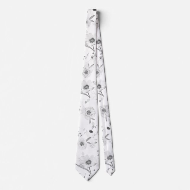Blommigt White Neck Tie Slips (Framsida)