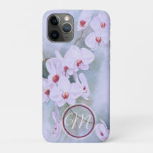Blommigt White Orchids Ruby Throby Watercolor