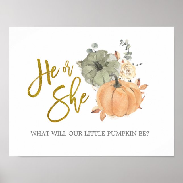 Blommigt White Pumpkin Gender visar att han eller  Poster (Framsidan)