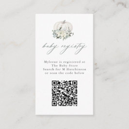 Blommigt White Pumpkin QR Code Baby Registry Tilläggskort