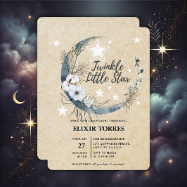 Blommigt White Twinkle Little Star Baby Shower Inbjudningar