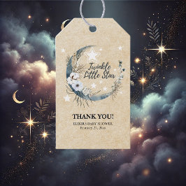 Blommigt White Twinkle Little Star Baby Shower Presentetikett