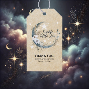 Blommigt White Twinkle Little Star Baby Shower Presentetikett