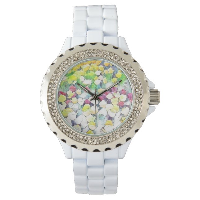 Blommigt White Watch (Flytande) Armbandsur (Framsida)