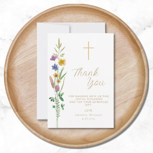 Blommigt Wildblombaptism Tack Kort