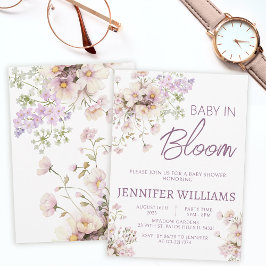 Blommigt Wildblomma baby i en bloom-flickdusch Inbjudningar