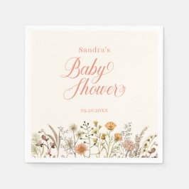 Blommigt Wildblomma Baby Shower Pappersservett