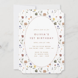 Blommigt Wildblomma Birthday | BILJETT Inbjudningar