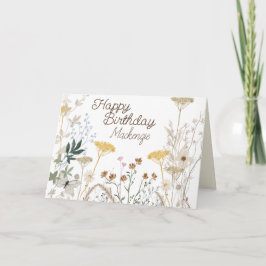 Blommigt Wildblomma Rustic Boho Whimsical Birthday Tack Kort