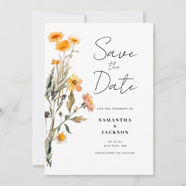 Blommigt Wildblomma - Spara datumkortet i form av  Datumet (Framsida)