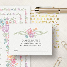 Blommigt Wildblomme Diaper Raffle Baby Shower Tilläggskort
