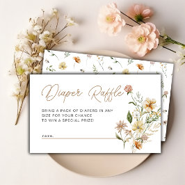 Blommigt Wildblomme Diaper Raffle Baby Shower Tilläggskort