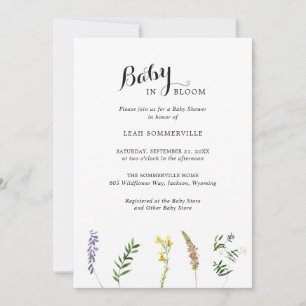 Blommigt Wildblommes Elegant Baby Shower Inbjudningar