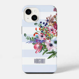 Blommigt Wildblommor Bouquet Light Blue Rand iPho