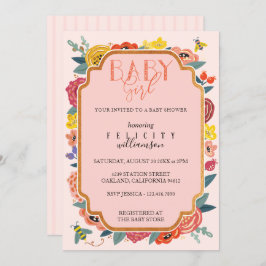 Blommigt Wildblommor & Flicka Bee Bee Shower Inbjudningar