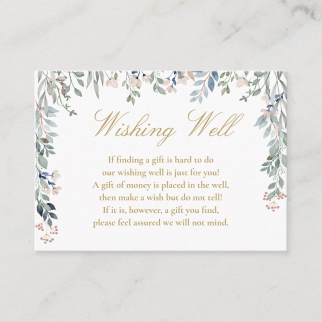 Blommigt Wildblommor Guld Wishing Wishing WWWWWWWW Tilläggskort (Framsida)