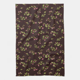 Blommigt Wildblommor på chokladbrun Kökshandduk