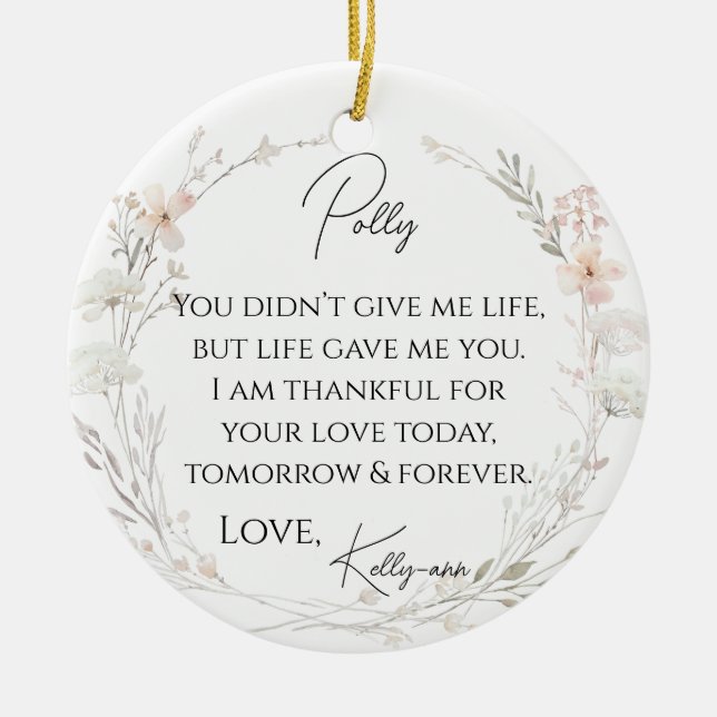 Blommigt Wildblommor Stepmor till Bride Gift Julgransprydnad Keramik (Framsidan)