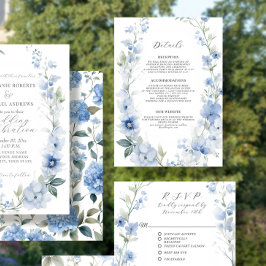 Blommigt Wildbloms Elegant, sommarblå, vit detalj Tilläggskort