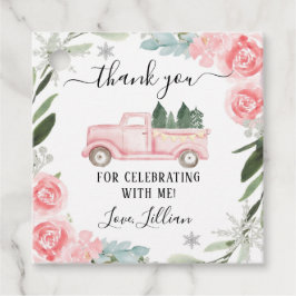 Blommigt Winter Lastbil Tack Märkre Gåvor Etiketter