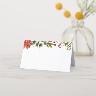 Blommigt Winter Poinsettia Elegant bröllop Placeringskort