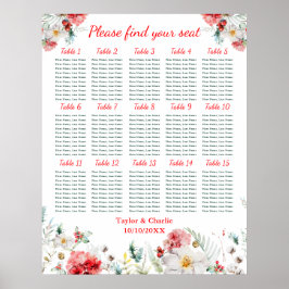 Blommigt Winter Wedding 15 Bord Sittdiagram Poster
