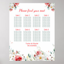 Blommigt Winter Wedding 8 Bord Sittdiagram Poster