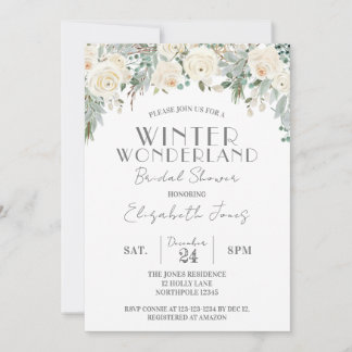 Blommigt Winter Wonderland Möhippa Inbjudningar