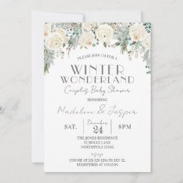 Blommigt Winter Wonderland, Par Baby Shower Inbjudningar