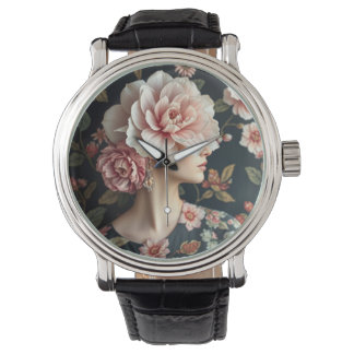 Blommigt Woman Art - Levande liv i fullt bloom Armbandsur