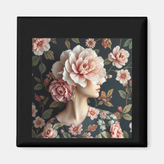 Blommigt Woman Art - Levande liv i fullt bloom Magnet