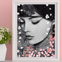 Blommigt Woman Botanian rosa Fantasy Pop Art