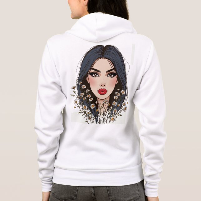 Blommigt Woman Porträtt Art - Vistare för naturen T Shirt (Baksida)